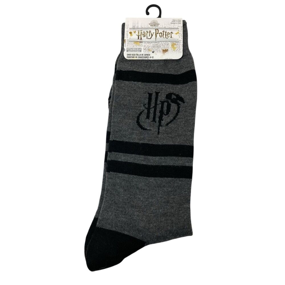 Harry Potter Socks Mens Size 6 -12 Gray Universal Wizarding World Black New